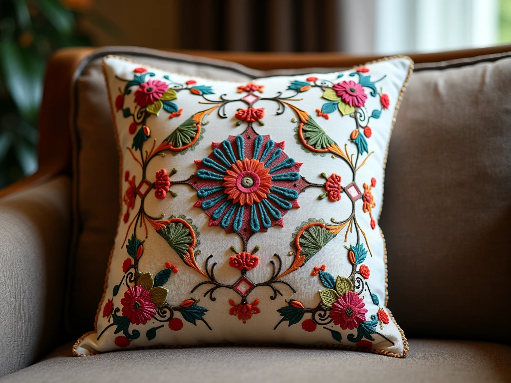 Geborduurde kussenovertrek